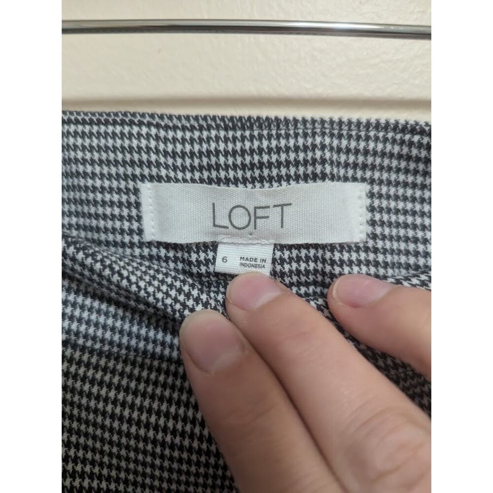 LOFT Black White Checkered Straight Leg Dress Pant Trouser Size 6 - Picture 2 of 6